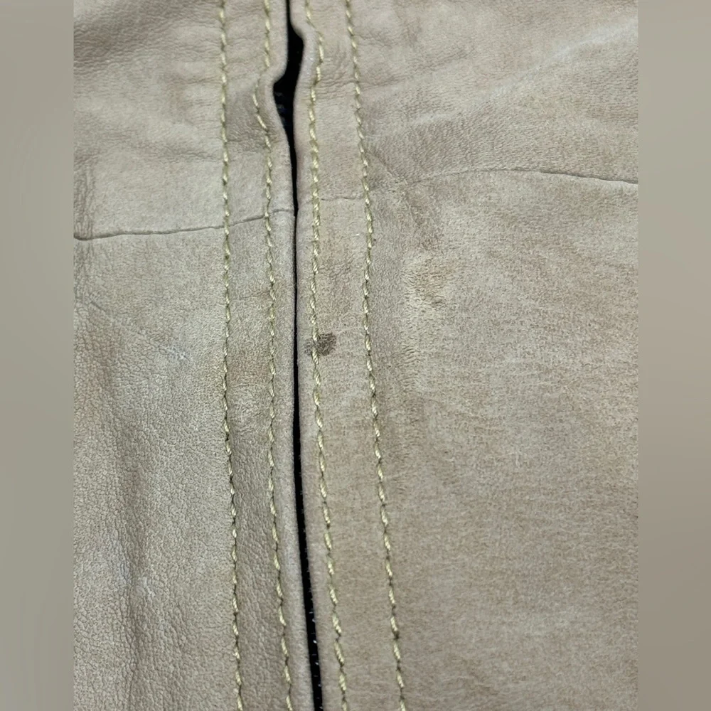Surface to Air Seasaw Biker Jacket Tan Nubuck Leather Motorcycle Neck Straps M - Picture 13 of 16